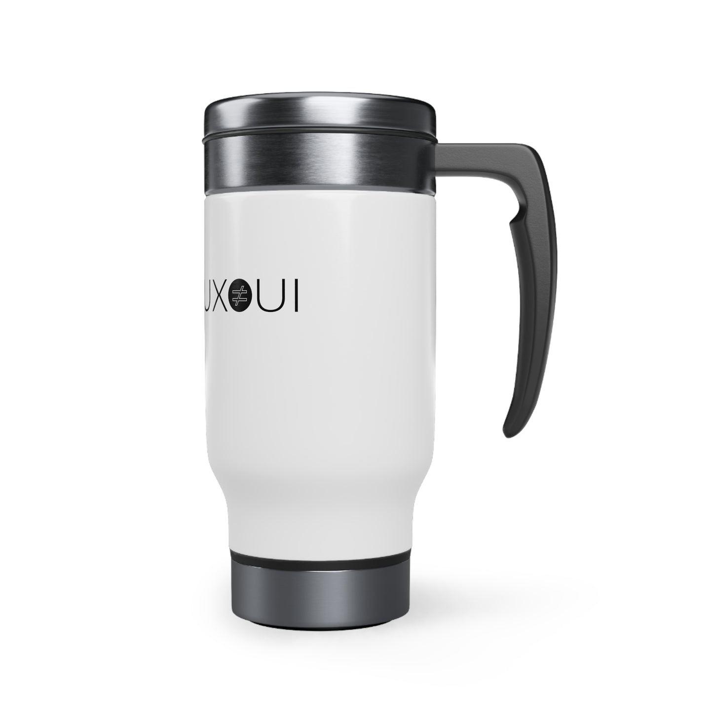 UX ≠ UI Stainless Steel Travel Mug with Handle, 14oz